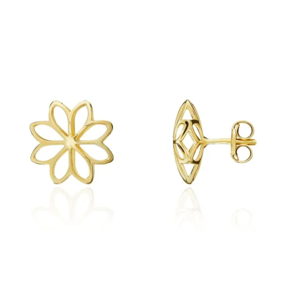 9ct Yellow Gold Open Flower Earrings