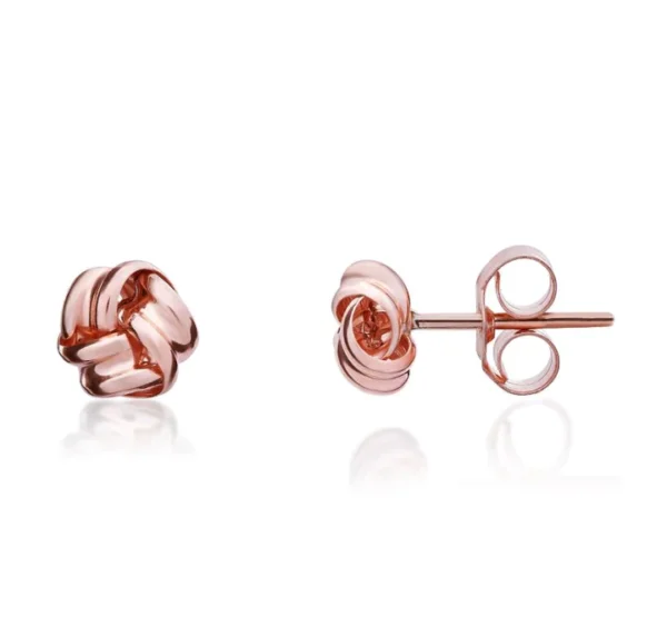 9ct Rose Gold Polished Ribbon Knot Stud Earrings