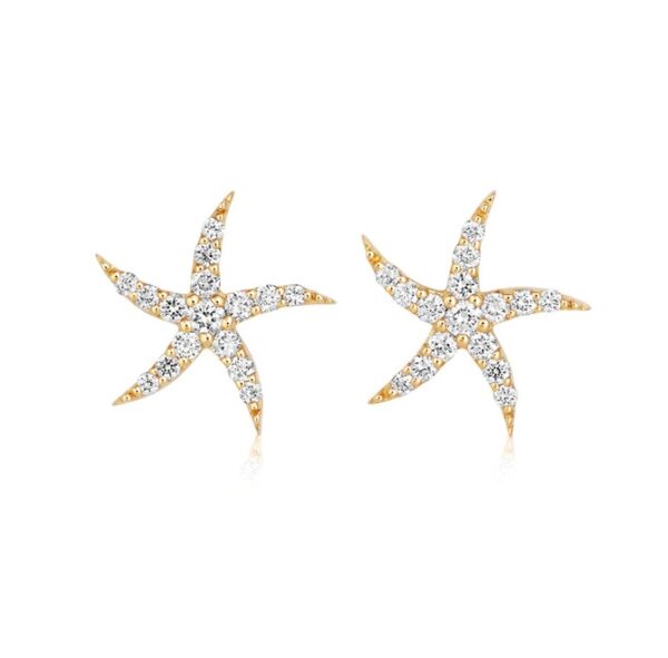 18ct Yellow Gold Diamond Starfish Earrings