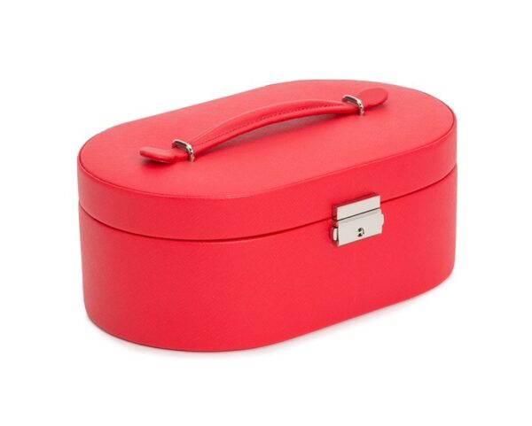 Heritage Oval Jewellery Box Red Saffiano