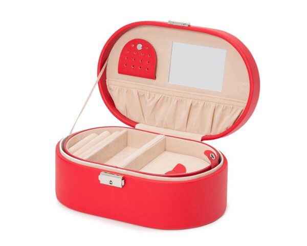 Heritage Oval Jewellery Box Red Saffiano - Image 4