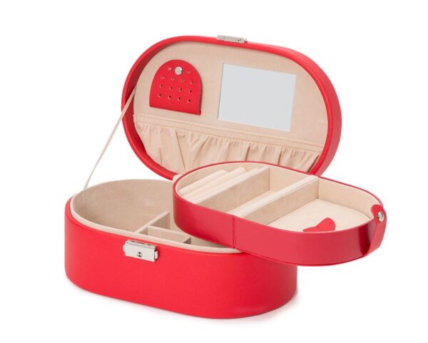 Heritage Oval Jewellery Box Red Saffiano - Image 6