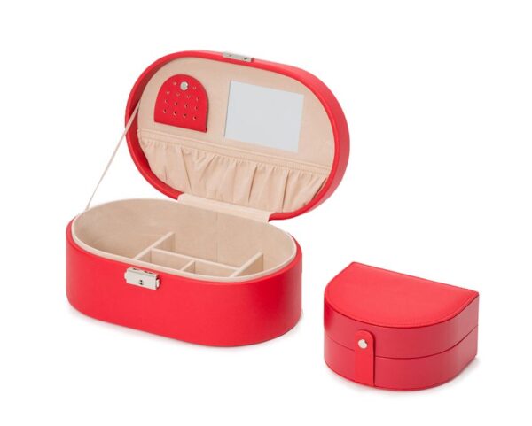 Heritage Oval Jewellery Box Red Saffiano - Image 5