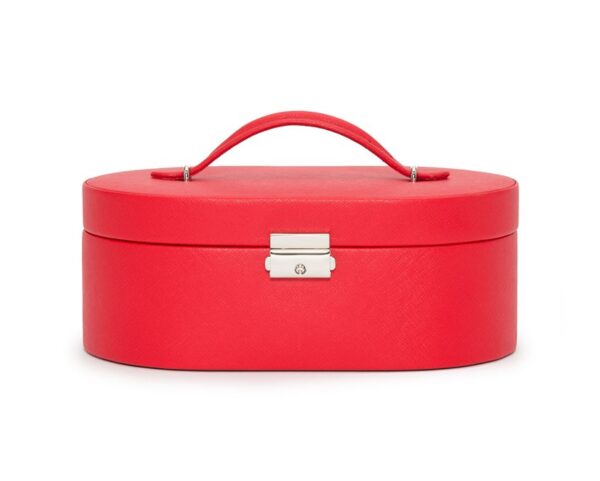 Heritage Oval Jewellery Box Red Saffiano - Image 3