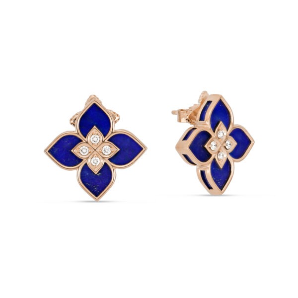 Roberto Coin 18ct Rose Gold Diamond & Lapis Venetian Princess Earrings