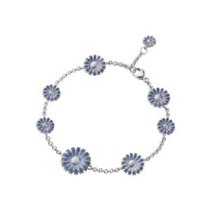 Georg Jensen Sterling Silver Daisy Blue Bracelet