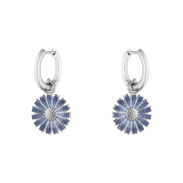 Daisy Earrings silver Blue enamel