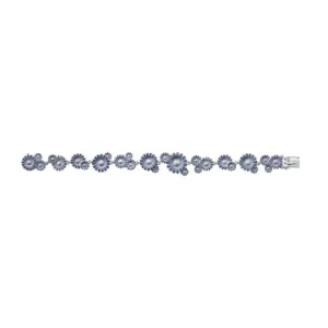 Georg Jensen Sterling Silver Daisy Blue Enamel Bracelet