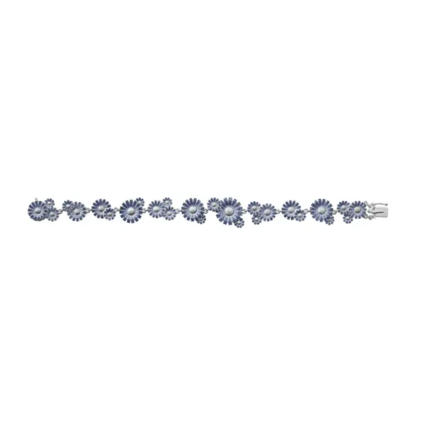 Georg Jensen Sterling Silver Daisy Blue Enamel Bracelet