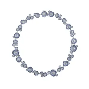 Georg Jensen Sterling Silver Daisy Blue Enamel Necklace