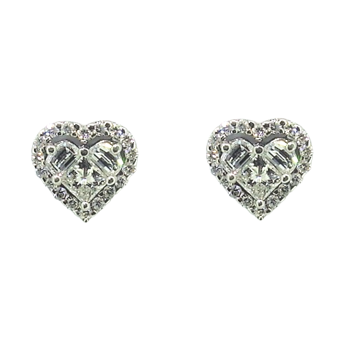 18ct White Gold & Diamond Lady Heart Earrings - R.L. Austen | R.L. Austen