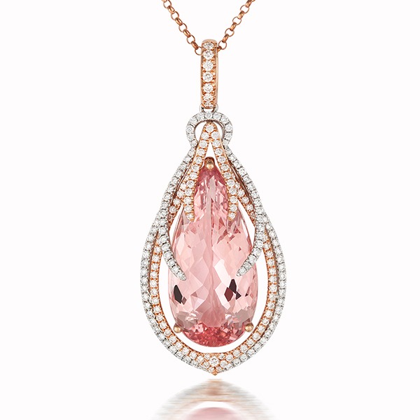 Morganite and diamond necklace
