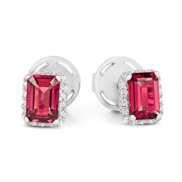 pink tourmaline and diamond earrings