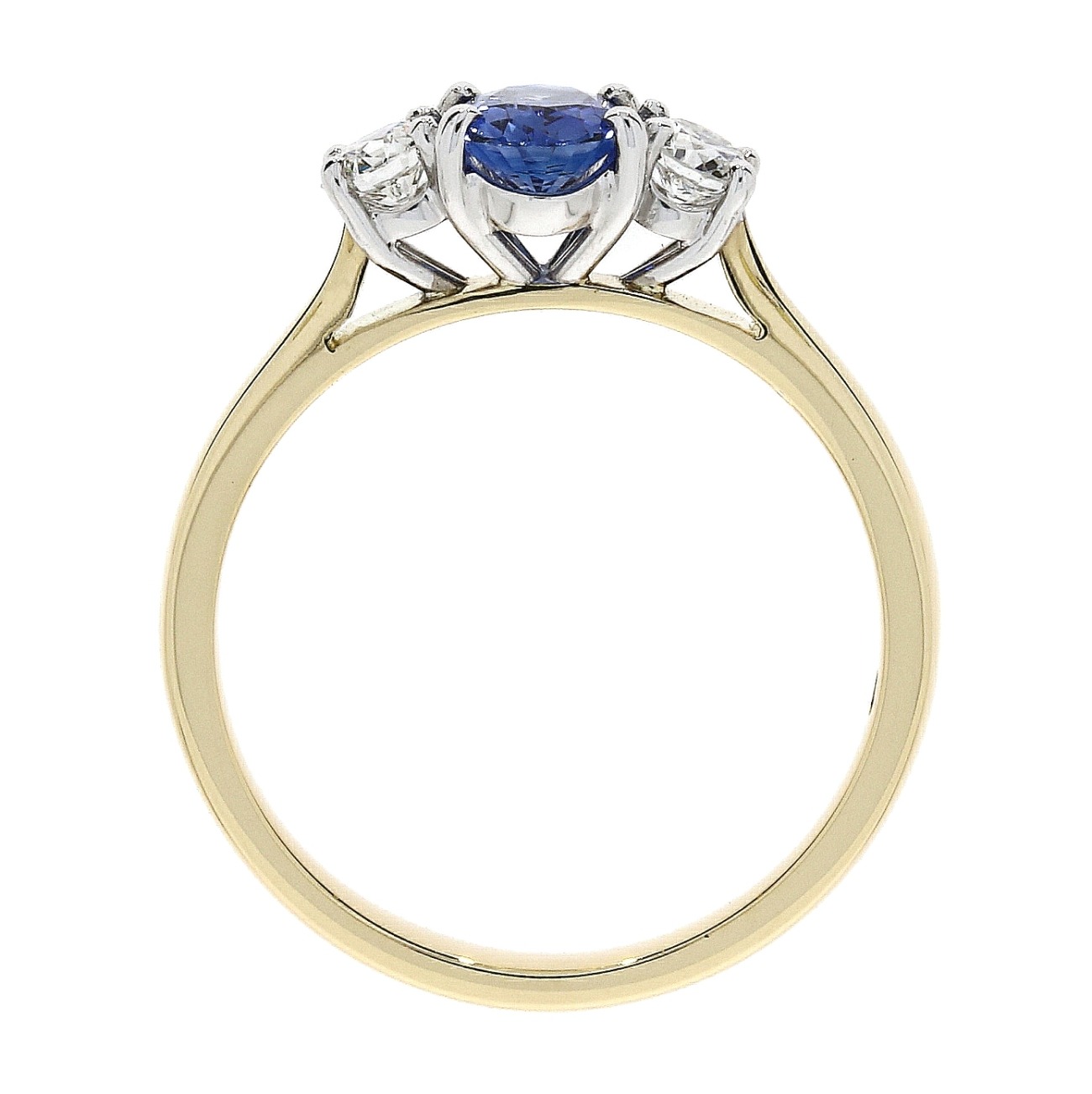 18ct Yellow and White Gold Sapphire and Diamond Three Stone Ring - R.L ...