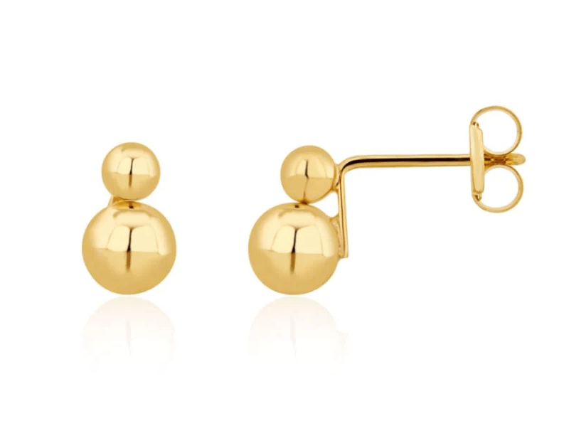 9ct Yellow Gold Double Ball Stud Earrings - R.L. Austen | R.L. Austen