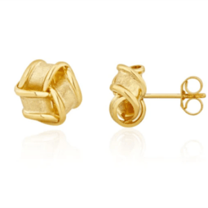 9ct Yellow Gold Frosted & polished Ribbon Knot Stud Earrings
